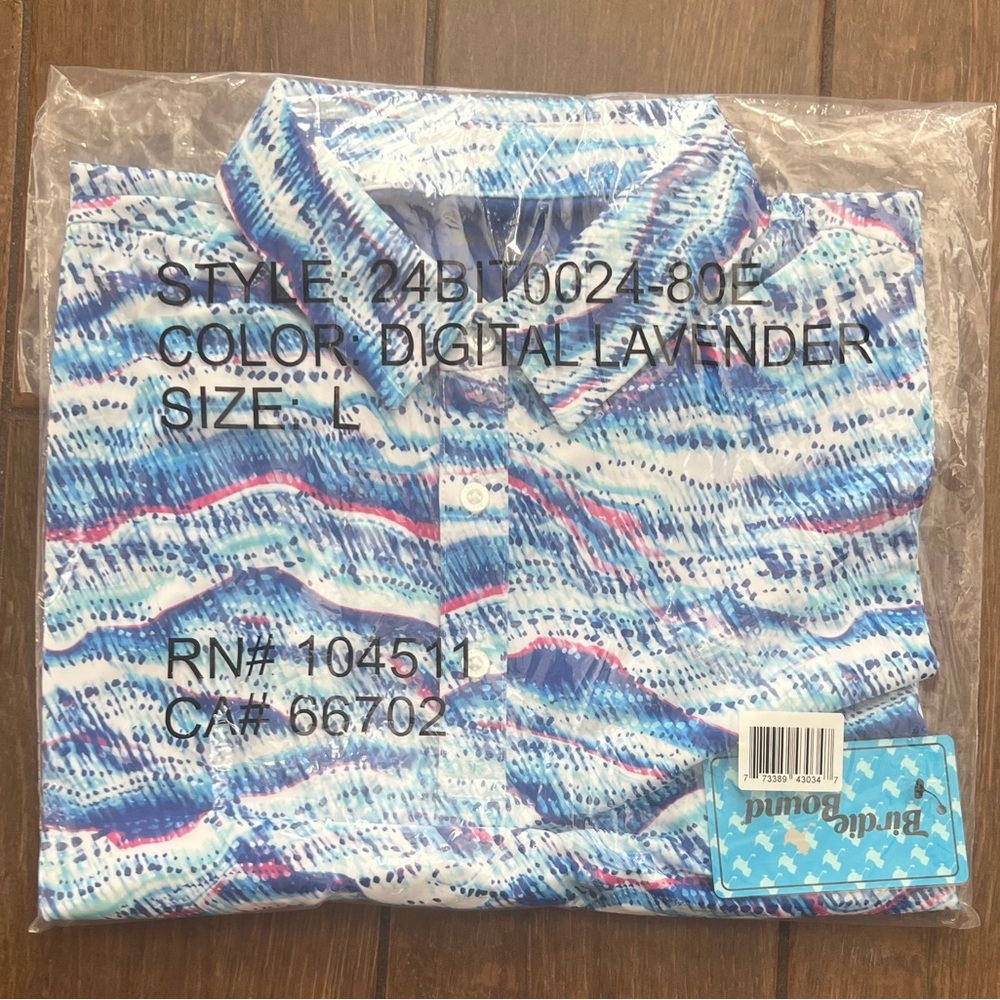 Birdie Bound Golf Polo Digital Lavender Waves size Large New - Picture 2 of 3